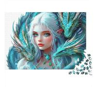Puzzle 1000 pièces Dragon À Trois Têtes, Trio de Dragons Elfes, Carton Solide, Collectionneurs, Développement Cognitif, 38x26cm