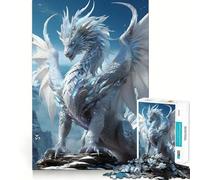 Puzzle 1000 pièces Dragon Ancien du Ciel Blanc Jeu de Concentration mentale pour Adolescents Découpe de précision Bords Lisses pour Les fêtes (38x52cm)