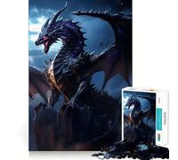 Puzzle 1000 pièces Dragon Ancien Noir Jeu de découpe précise,Jeu de logique et de détente,décoration de Noël (38x26cm)