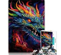 Puzzle 1000 pièces Dragon Art Psychédélique pour Adolescents, Jeu Familial Anti-Stress, défi Difficile, Collection d'artistes, Beaux-Arts (38x26cm)