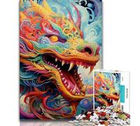 Puzzle 1000 pièces Dragon Art Psychédélique pour Adolescents, Jouet éducatif et décompressant, idéal comme Cadeau (75x50cm)