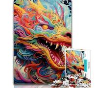 Puzzle 1000 pièces Dragon Art Psychédélique pour Adolescents Jouets Éducatifs Jeux Anti-Stress Interaction Parent-Enfant (50x75cm)