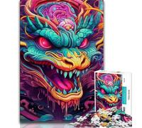 Puzzle 1000 pièces Dragon Art Psychédélique pour Adultes et Adolescents, Jouets Éducatifs et Anti-Stress, Convient pour la Décoration de Bureau (50x75cm)
