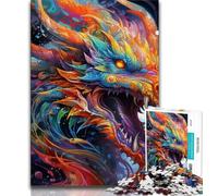 Puzzle 1000 pièces Dragon Art Psychédélique Puzzle 1000 pièces pour Adolescents Jeu Stimulant et Jeu en Famille Cadeaux du Père Noël Secret (26x38cm)