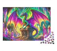 Puzzle 1000 pièces Dragon Aurore, Dragon Vert et Violet, Carton Solide, Cadeau, Décoration Murale, 70x50cm