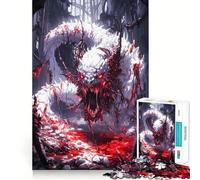 Puzzle 1000 pièces Dragon Blanc dans Le Sang pour Adultes Jeu de mémoire Amusant Découpe Nette Pièces Robustes Cadeau Unique pour soulager Le Stress (38x52cm)