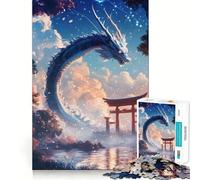Puzzle 1000 pièces Dragon Blanc et Porte Torii Jeu de développement cognitif Surface Lisse sans bavures Activité relaxante en Groupe à l'intérieur (50x75cm)