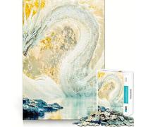 Puzzle 1000 pièces Dragon Blanc Fantastique Jeu de réflexion Découpe de Haute précision Défi Amusant pour Passer Le Temps d'attente (38x52cm)