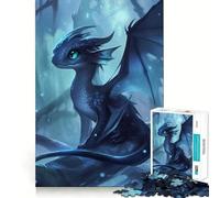 Puzzle 1000 pièces Dragon Bleu dans la forêt,Bords Parfaits,Jeu de réflexion,Divertissement Relaxant,Cadeau de décoration d'anniversaire (38x52cm)