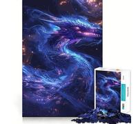 Puzzle 1000 pièces Dragon Bleu Fantastique,Bords sans Couture,Jeu de réflexion Amusant,Divertissement idéal pour se détendre,Cadeau Artistique de Noël (38x26cm)