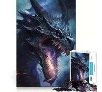 Puzzle 1000 pièces Dragon Bleu Feu Violet Découpe précise Jeu de logique et d'adresse,Jeu de détente,Décoration de Noël (50x75cm)