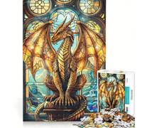 Puzzle 1000 pièces Dragon Cathédrale Dorée pour Adolescents, Jeu de Construction, Décoration Intérieure, Idée Cadeau pour Toute la Famille 50x75cm