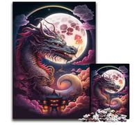 Puzzle 1000 pièces Dragon Chinois Puzzles Difficiles pour Adultes Jeu pour Adultes Cadeau Jeu interactif Familial Défi cérébral Cadeau 26x38cm/10,23x14,96 Pouces