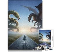 Puzzle 1000 pièces Dragon Confrontation Cracked Road pour Adolescents:Jeu Amusant et Stimulant pour Le développement cognitif, Cadeau Original et attentionné Dimensions:38x52 cm