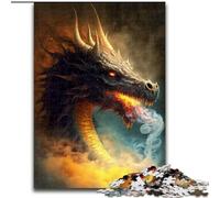 Puzzle 1000 pièces Dragon de feu au Paradis Puzzle en Bois, Design Complexe pour Adolescents, décoration DIY et Divertissement Stimulant pour Le Cerveau 1000 pièces(50x75cm)
