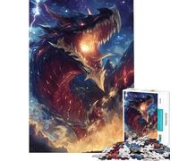 Puzzle 1000 pièces Dragon de feu dans Le Ciel Nocturne Défi éducatif mais Aussi Jouet Amusant et Humoristique Décoration Murale pour Les 14 Ans et Plus (38x26cm)