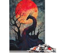 Puzzle 1000 pièces Dragon de Lune de Sang en Tissu pour Adultes, Difficulté : Renforcer Les Relations Entre Les Membres de la Famille (75 x 50 cm)