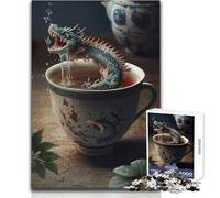 Puzzle 1000 pièces Dragon de thé Japonais - Un Passe-Temps paisible et satisfaisant - Assemblage Parfait - Découpe de précision - Dimensions:50x75cm
