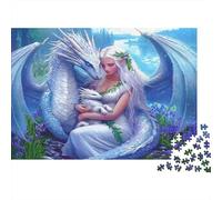 Puzzle 1000 pièces Dragon Elfe Blanc, Paire de Dragons Elfes, Carton Épais, Famille, Anti-Stress, 52x38cm