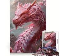 Puzzle 1000 pièces Dragon Fleur Rose pour Adultes et Adolescents Jeu de réflexion Intelligent Anti-Stress Cadeau de Noël Clair (38x26cm)