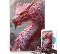 Puzzle 1000 pièces Dragon Fleur Rose pour Adultes et Adolescents Jeu de réflexion Intelligent Anti-Stress Cadeau de Noël Clair (38x26cm)