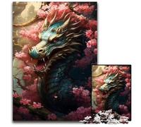 Puzzle 1000 pièces Dragon Japonais Cerise pour Noël Halloween Pâques Nouvel an (38 x 26 cm)
