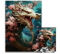 Puzzle 1000 pièces Dragon Japonais Cerise Puzzles en Papier Puzzles Cerveau Défi DIY Jeu décoratif Jouet interactif Familial 1000 pièces (38 x 26 cm)