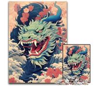 Puzzle 1000 pièces Dragon Japonais Ukiyoe en Papier idéal pour Les Adolescents Les collectionneurs Les décorations d'intérieur Les Voyages 1000 pièces (38 x 26 cm)