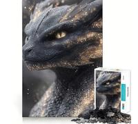 Puzzle 1000 pièces Dragon Noir à poussière d'or Assemblage précis et Amusant,activité cérébrale Intelligente,Divertissement Relaxant,Cadeau d'anniversaire (38x26cm)