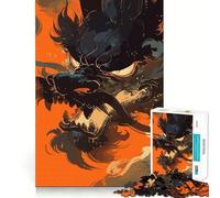 Puzzle 1000 pièces Dragon Noir Assemblage précis Jeu Amusant et Stimulant,Divertissement paisible,décoration de Noël (50x75cm)