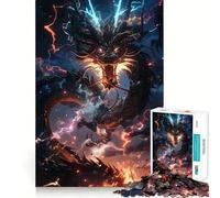 Puzzle 1000 pièces Dragon Noir avec éclair Assemblage précis Jeu Amusant et Stimulant,Divertissement pour Les Moments de Calme,décoration de Noël (50x75cm)