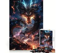 Puzzle 1000 pièces Dragon Noir avec éclair pour Adultes Bien-être cérébral, détente et Divertissement (38x26cm)