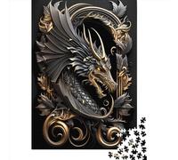 Puzzle 1000 pièces Dragon Noir Légendaire Puzzles Carrés Créatifs pour Adultes et Puzzles en Bois Jeu de Défi 1000 pièces (75 x 50 cm)