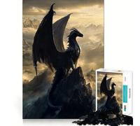 Puzzle 1000 pièces Dragon Noir Monarque à Articulations Aiguës,Jeu de Réflexion Amusant,Jeu de Moment Confortable,Décoration Murale de Noël (50x75cm)