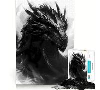 Puzzle 1000 pièces Dragon Noir Portrait de Tairn Jeu d'articulation Pointue,entraînement Mental Amusant,Jeu pour Passer Un Moment agréable,décoration Murale de Noël (38x26cm)