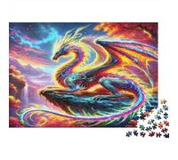 Puzzle 1000 pièces Dragon Pluie Arc-en-Ciel, Exercice Cérébral Carton Premium Adolescents 52x38cm