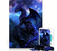 Puzzle 1000 pièces Dragon Poussière d'Étoile Saphir pour Adultes Jeu de réflexion et de Loisirs créatifs Découpe Fine Cadeau de Noël idéal (38x52cm)