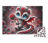 Puzzle 1000 pièces Dragon Rose Mignon, Bébé Dragon Rose Rouge, Jeu Éducatif pour Adultes, Décoration Magnifique et de Défi, Cadeau d'anniversaire, 70 x 50 cm