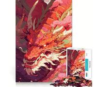 Puzzle 1000 pièces Dragon Rose pour Adultes Jeu de réflexion et de détente Découpe Fine pour Noël (38x26cm)
