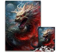 Puzzle 1000 pièces Dragon Seigneur de Guerre Japonais Puzzle en Bois pour décoration d'intérieur idéal pour Noël et Nouvel an pour Adolescents 1000 pièces (75 x 50 cm)