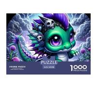Puzzle 1000 pièces Dragon Vert Éclair Art - Adulte, Enfant, Jeu Familial, Idée Cadeau 52x38cm/1000pcs