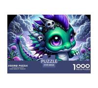 Puzzle 1000 pièces Dragon Vert Éclair Art - Homme Femme, Papier Recy ucatif, Défi 38x26cm/1000pcs
