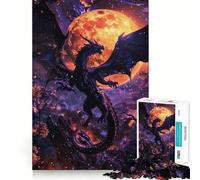 Puzzle 1000 pièces Dragon Violet Pleine Lune pour Adolescents Jeu de réflexion Jouet à Partager Découpe Nette (50x75cm)