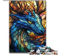 Puzzle 1000 pièces Dragon vitrail, Chaque pièce est Unique - Jeu Familial Stimulant et Amusant pour Les 14 Ans (Taille 26x38cm)