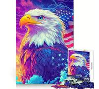 Puzzle 1000 pièces Drapeau Aigle Américain Adultes Idée Cadeau Réflexion, entraînement, détente Bords Nets (50x75cm)
