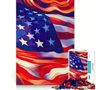 Puzzle 1000 pièces Drapeau américain à Rayures fières pour Adolescents Jeu de réflexion et d'évasion apaisant Cadeau attentionné 38x26cm