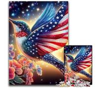 Puzzle 1000 pièces Drapeau américain Colibri Puzzles en Bois Soulagement du Stress Staycation Tuer Le Temps, Une œuvre d'art pour et 14 Ans 50X75CM