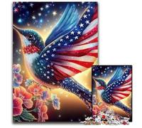 Puzzle 1000 pièces Drapeau américain Colibri Puzzles en Carton Jeux Jouets Cadeau, Renforcer l'amour Entre Couples à partir de 14 Ans 26x38cm