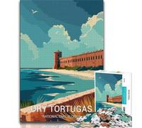 Puzzle 1000 pièces du Parc National de Dry Tortugas, Difficile à compléter mais Amusant et Humoristique avec Affiche et fiche de Questions-réponses Assorties 38x26cm