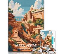 Puzzle 1000 pièces du Parc National de Mesa Verde, Difficile à compléter mais Amusant et Humoristique avec Affiche et fiche de Questions-réponses Assorties 38x26cm